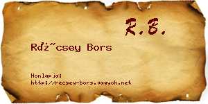 Récsey Bors névjegykártya